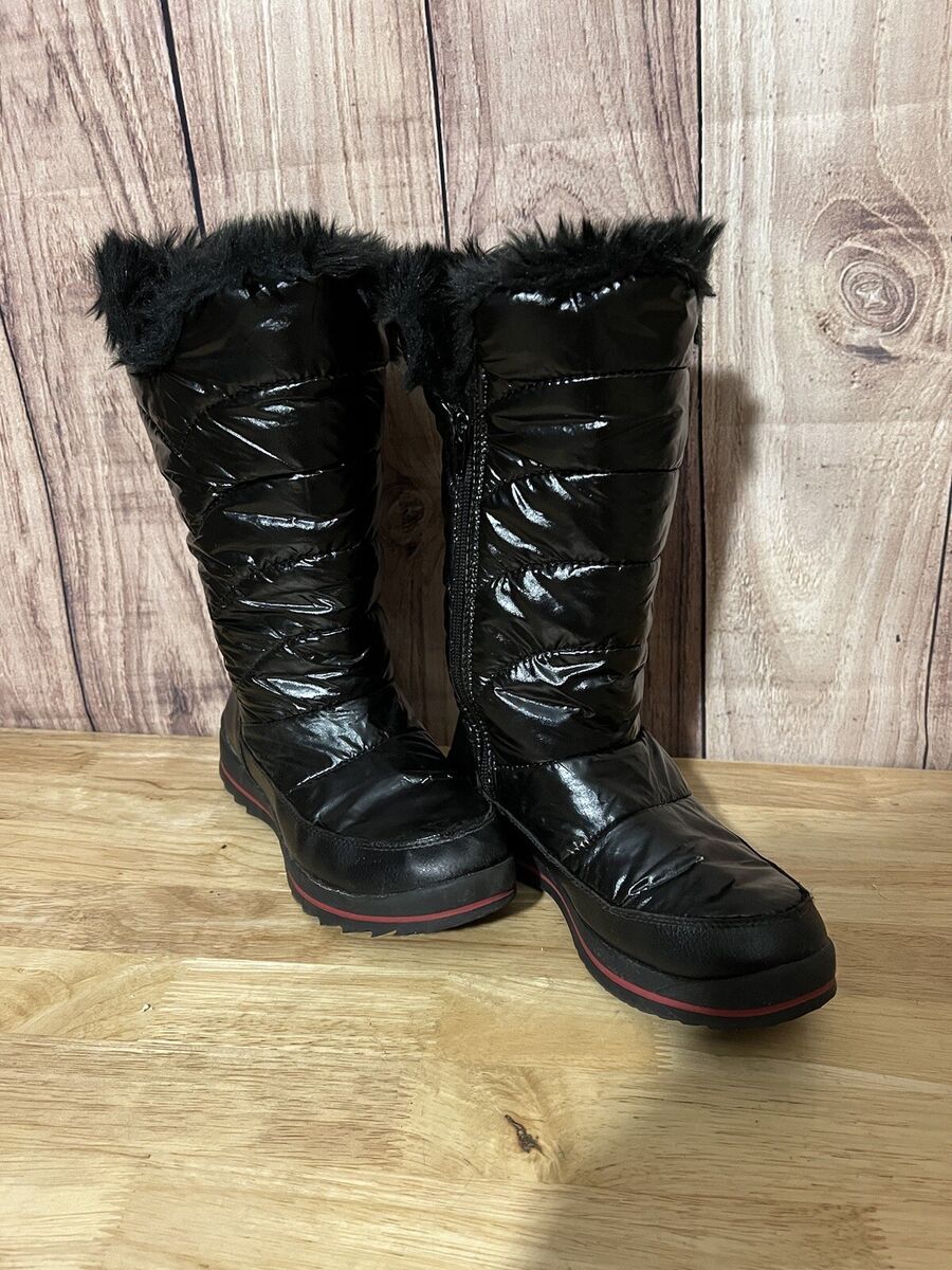 Cat Jack Girls Nicole Zipper Black Winter Snow Boots Size 3