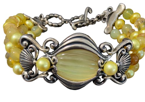 Carolyn Pollack 925 Sterling Silver Carved Stone bracelet - Picture 2 of 5