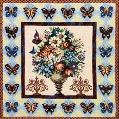Zierkissen Gobelin Kissen Blumenvase  mit Schmetterlinge  schön! - Bild 1 von 1