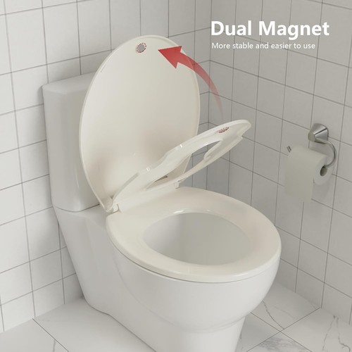 Bathroom Essential: Soft Close Round Toilet Seat with Toddler Ring for Families - Picture 7 of 10