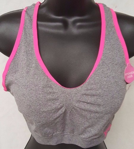 XOXO Damen Sport BH Größe XL X Large grau rosa Besatz NEU