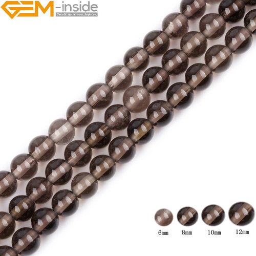 8mm Natural Gray Smoky Quartz Beads Gemstone Round Loose Beads 15'' Big Hole - Picture 1 of 33