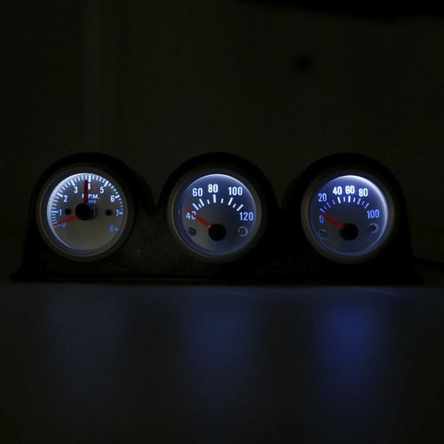 2" 52mm Chrome Car 3 in 1 Triple Gauge Set Kit AMP Meter Water Temp Oil Pressure - Picture 5 of 6