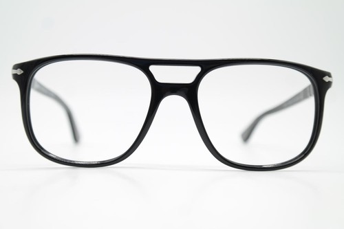 Persol GRETA 3329-V Black Silver Oval Eyeglass Frame New - Picture 1 of 6