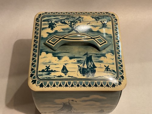 MCM Cookie Tin Enamel Painted Windmills and Ships made in West Gremany - Picture 5 of 11