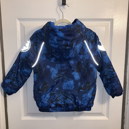 Disney Store Star Wars Hooded Full-Zip Puffer Coat Jacket Reflective Boys 4 Blue - Picture 11 of 24