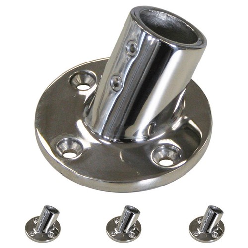 Relingfuß Edelstahl V4A Bimini Reling Fuß Bodenplatte poliert Boot Maritim Segel - Bild 5 von 6