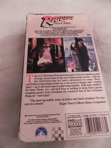 Raider of the Lost Ark VHS Tape, Paramount 1989 - Picture 2 of 4