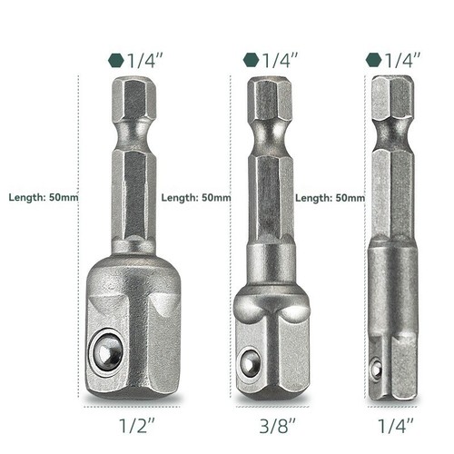 Impact socket adapter extension kit hexagonal 1/4 "3/8" 1/2 "square socket - Picture 13 of 17