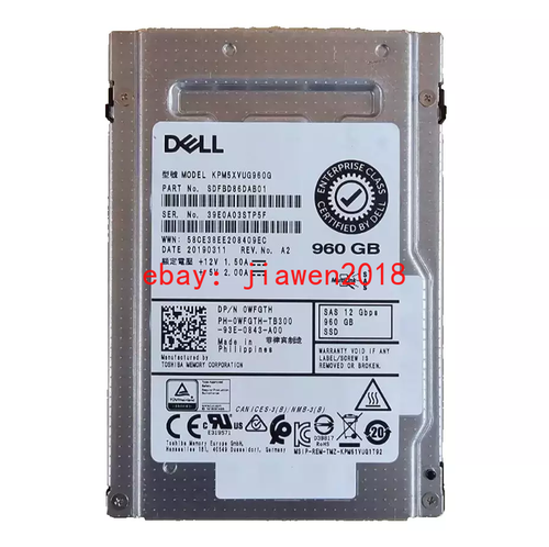 DELL 0WFGTH WFGTH KPM5XVUG960G 960GB 2.5" SAS 12G MU SSD Solid State Drive - Picture 1 of 2