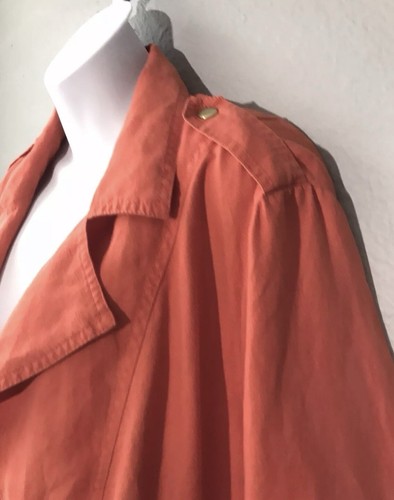 Chicos 3 Orange Linen Moto Jacket Roll Tab Sleeve Zippered Pockets NWT Size XL - Picture 6 of 13