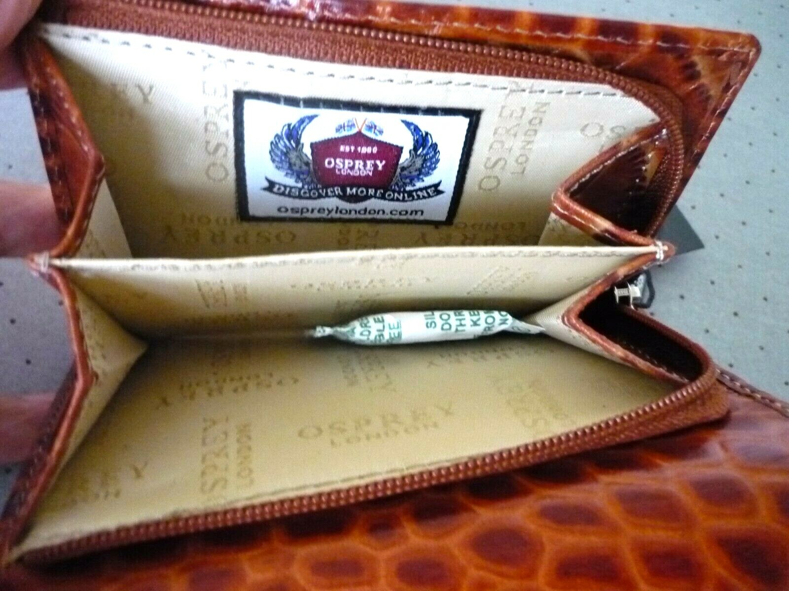 OSPREY London(RRP) Henny Purse/Wallet Tan Crocodile Leather Brand New + Tag OSPREY London(RRP) Henny Purse/Wallet Tan Crocodile Leather Brand New + Tag