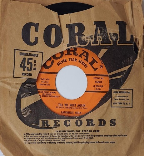Lawrence Welk I'll See You In My Dreams / Till We Meet again 45 RPM Vinyl Coral - Picture 7 of 8