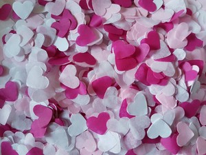 2 Handfuls Pink Hot Pink White Hearts Confetti Wedding