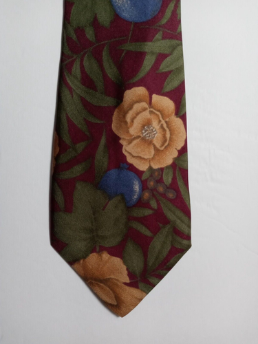 Burgundy Green Floral ARMANI Silk Tie - Picture 4 of 10