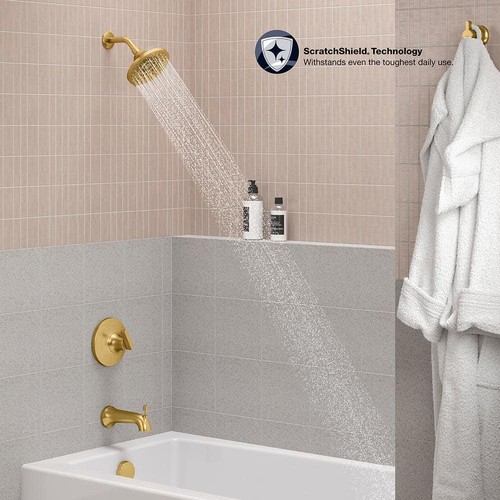 KOHLER Single-Handle Shower Faucet 5.5" 3-Spray Vibrant Brushed Moderne Brass - Picture 6 of 6