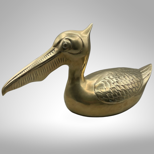 VTG Large Brass Pelican Statue 14" Coastal Theme for Beach/SeaShore/Ocean/ Home