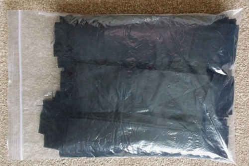120 Pre-cut Black Material Off-cuts, Remnants 22cm x 5cm approximately - Picture 2 of 2