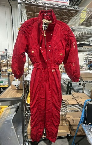 Womens Descente Vintage 90s One Piece Ski Suit Snowsuit Red Size 6 - Picture 2 of 3