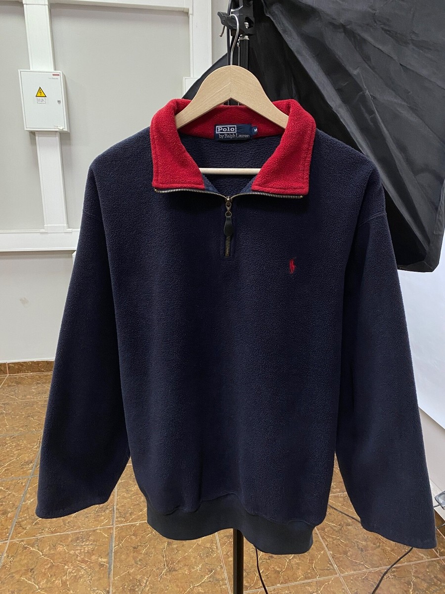 🇺🇸 Vintage 90s Ralph Lauren 1/3 Zip Up Fleece retro rare