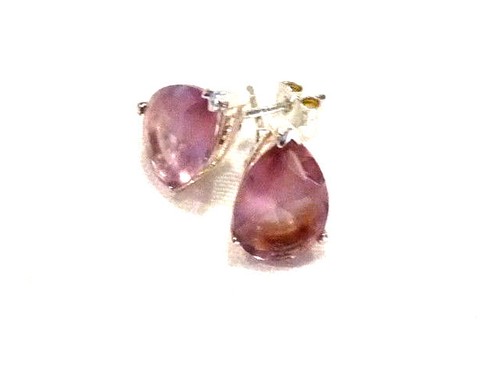 Bijou boucles d'oreilles argent 925 topaze rose fermoir clous earrings - Imagen 2 de 4