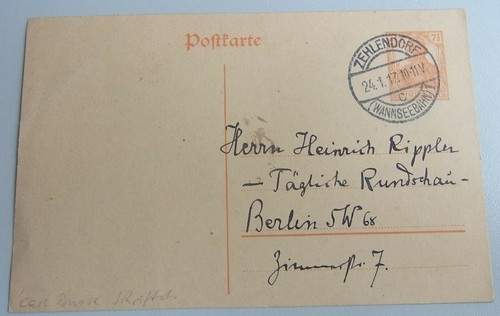 Lyriker Carl Hermann BUSSE (1872-1918): Postkarte BERLIN 1917 (Politik, Wilson) - Bild 7 von 9