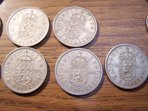 Menge 56 britische One Shelling Münzen 1953,54,55,56,57,58,59,60,61,63,64, - Bild 4 von 15