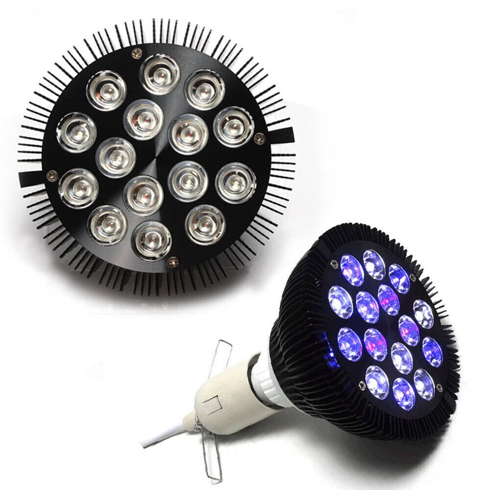 E27 LED Aquarium Spotlight Bulb Full Spectrum Fish Tank Marine Plant Lamp 12-54W - Image 2 of 4