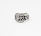 925 Silver  Sapphire & White Cubic Zirconia Belt Style Band Ring Sz 7  RG3425 — photo 2