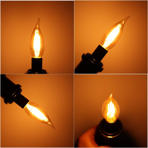 Dimmable 4W 2200K Amber CA10 Led Bulb E12 Candelabra Led 250Lm, Warm White, 40W - Picture 4 of 12