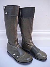 Calleen Cordero Olive Leather Zipper Front Knee High Boots Size 8 Worn Once