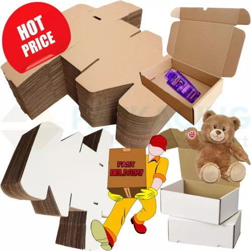 white or brown shipping cardboard boxes postal mailing gift packet small parcel image 1