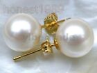10.2mm Aaa+ perfect round white south sea pearl stud earring 18k yellow gold