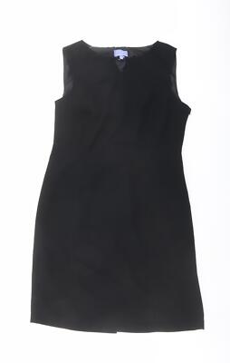 Elegance Damen schwarz Polyestermischung Etuikleid Größe 14 V-Ausschnitt Reißverschluss
