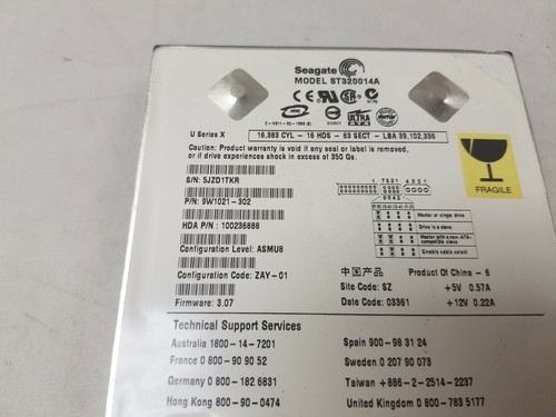 Seagate U Series X 20GB ST320014A 3.5" 5400 RPM Internal Hard Drive 9W1021-302 - Picture 2 of 2