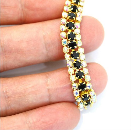 3 row glass Crystal Chain color Rhinestone Wedding Decoration Apparel - Picture 10 of 13