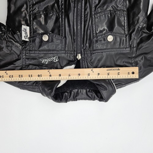 Barbie Avenue Reversible Faux Leather Girls Jacket Coat Size 6X Black Cow Print - Picture 17 of 22