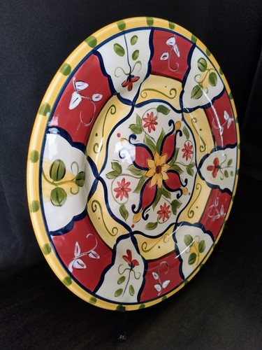 Pier 1 Vallarta 13" Hand Painted Earthenware Dinner Chop Charger Plate - Picture 4 of 11