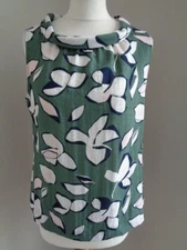 HOBBS GREEN AND MULTI FLORAL PRINT SLEEVELESS TOP - SIZE 10