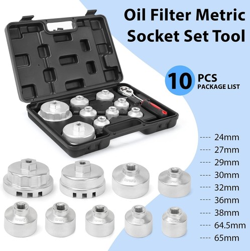 Oil Filter Wrench Sockets Set Removal Tool Kit Bmw Mercedes Toyota 1.8L 2.5L 5.7 - Foto 4 di 7