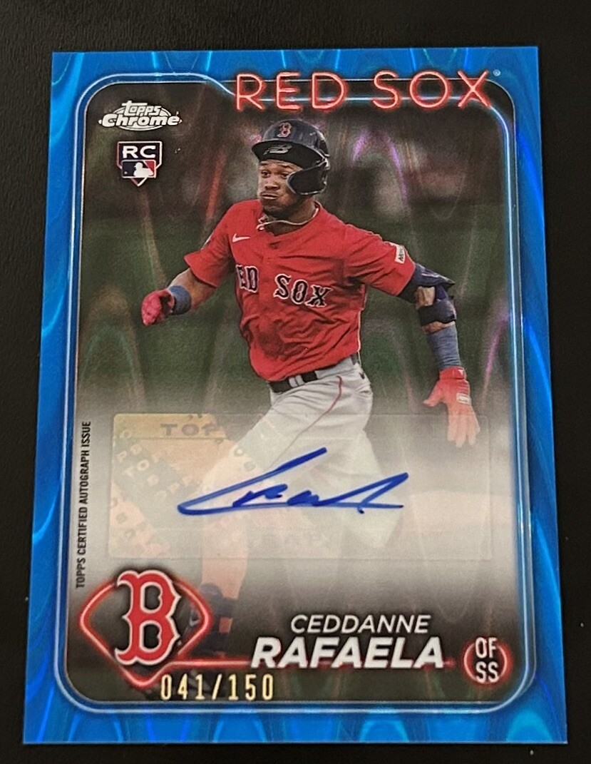 2024 Topps Chrome Update CEDDANNE RAFAELA RC Blue RayWave Auto /150 Auto Red Sox