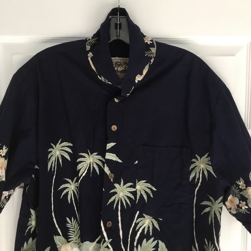 Steve & Barry’s Navy Classic Hawaiian Tropical Shirt Men’s Large - Picture 7 of 11