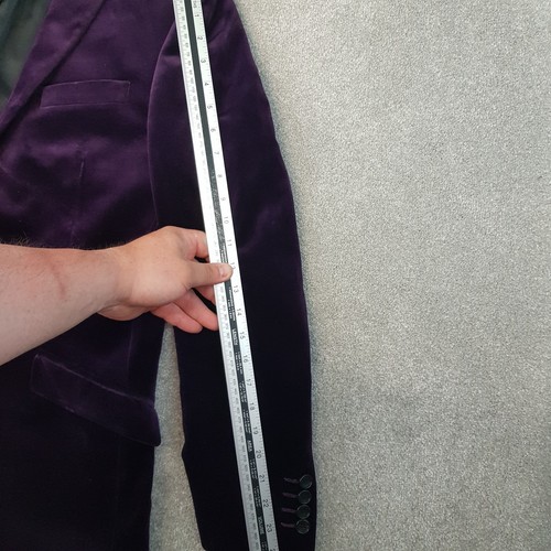 M&S Mens Jacket 36R Purple Velvet Tuxedo Smoking Blazer Dinner Lapels Tailored - Picture 10 of 13