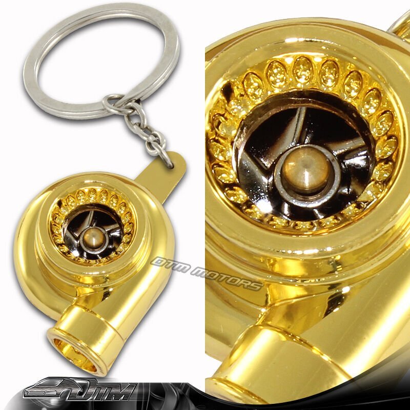 Gold Spinning Turbo Turbine Key Chain Lanyard Key Ring Keychain For MAZDA LEXUS