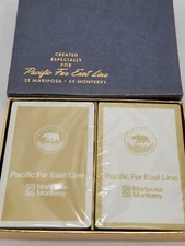 Vintage Pacific Far East Line SS Mariposa SS Monterey Playing Cards 2 Packs NEW