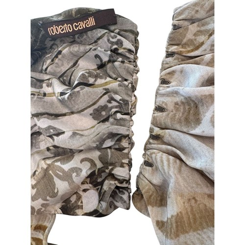 Cintura Roberto Cavalli stampa animalier increspata 100% seta designer lusso vita 32 pollici - Foto 4 di 8