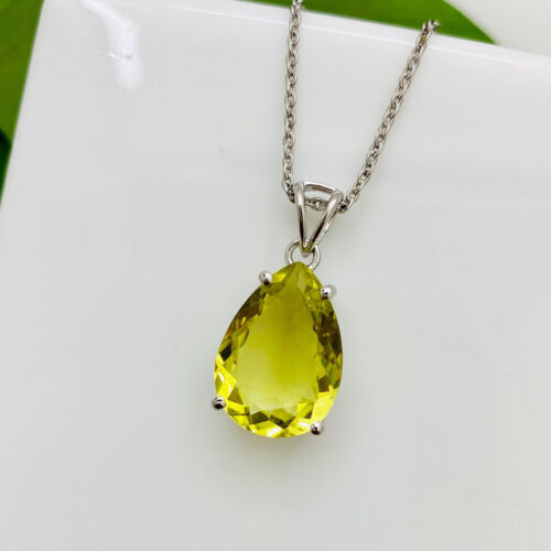 Schönheit Zitrone Topas Edelstein 925 Sterling Silber Handgemacht Anhänger G-66 - Bild 2 von 5