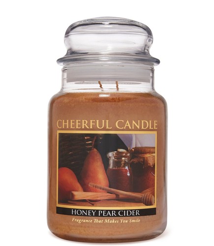 Cheerful Candle (USA Brand) 24oz 2-wick Scented Jar Candle HONEY PEAR CIDER Xmas - Picture 2 of 4