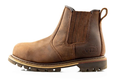 Mens Leather V12 Rawhide Chelsea Dealer Slip On Work Safety Ankle Boots Shoes - Picture 3 of 13