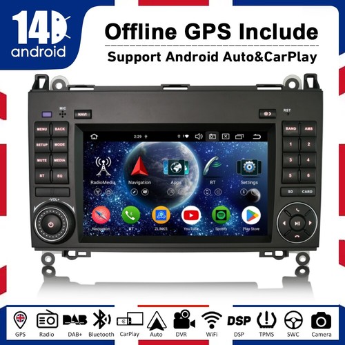 7"Android 14 Autoradio Navigatore Carplay DAB+Mercedes-Benz A/B Class Vito Viano - Bild 17 von 18
